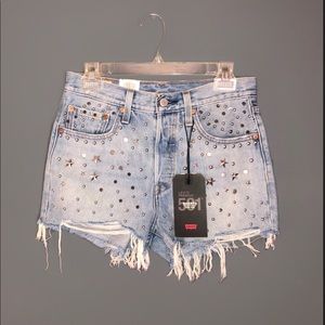 Levi’s (rare) Studded 501 High Rise Denim Shorts